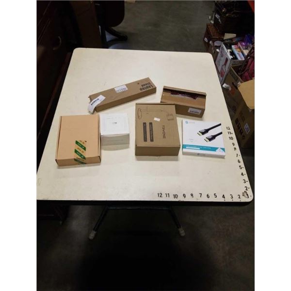 LOT OF WIFI 4 EXTENDER, NEW LAPTOP STAND, TABLET STAND, HDMI CORD HEADSET WITH MIC AND MORE