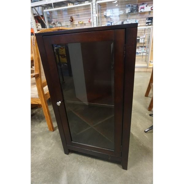 MODERN BEVELED GLASS DOOR WINE CABINET