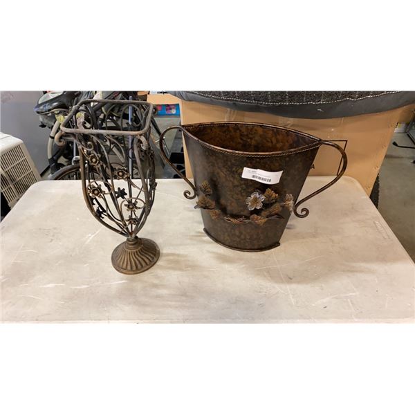 2 DECORATIVE METAL PLANTERS
