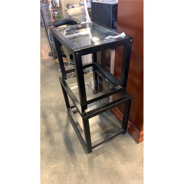 2 BLACK GLASSTOP ENDTABLES