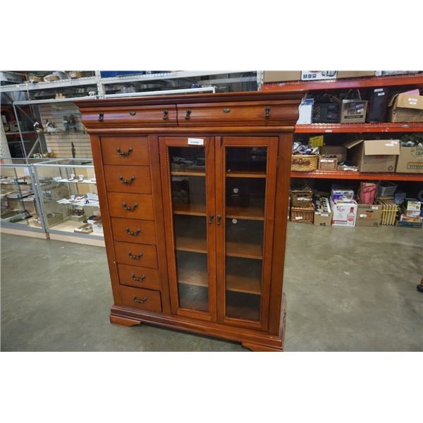 9 DRAWER GLASS DOOR CABINET