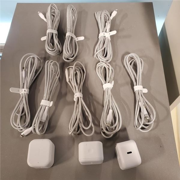 8 AS NEW APPLE IPHONE CORDS AND 3 FAST CHARGE WALL PLUGS