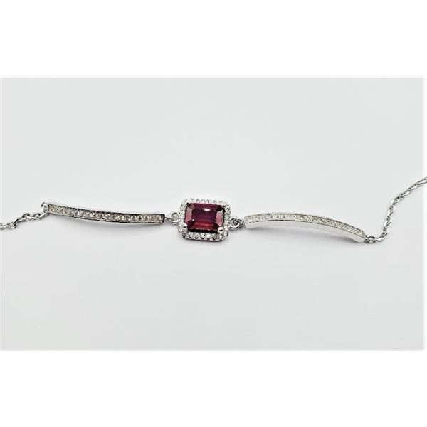 STERLING SILVER 8MM X 5.88MM NATURAL RUBY (2.16CTS) & CZ BRACELET, W/A $1035.00