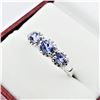 Image 2 : STERLING SILVER 4.65MM X 3.6M GENUINE TANZANITE RING, 3 TANZANITE (1.05CTS), W/A $750.00, SIZE 9