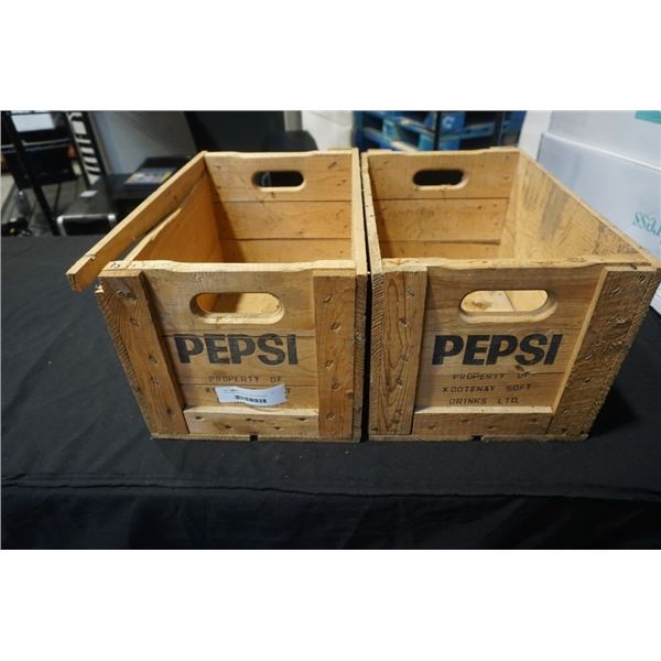 2 COLLECTIBLE PEPSI COLA WOODEN CRATES