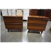 Image 2 : PAIR OF 2 DRAWER MCM SATIN WALNUT NIGHT TABLES