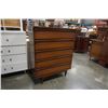 Image 2 : MCM SATIN WALNUT 5 DRAWER CHEST