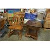 Image 2 : HEAVY PINE ROCKING CHAIR AND ROXTON MAPLE SIDE TABLE WITH DRAWER