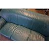 Image 8 : GREEN LEATHER SOFA AND LOVESEAT