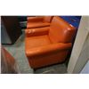 Image 2 : 2 ORANGE LEATHER ARMCHAIRS