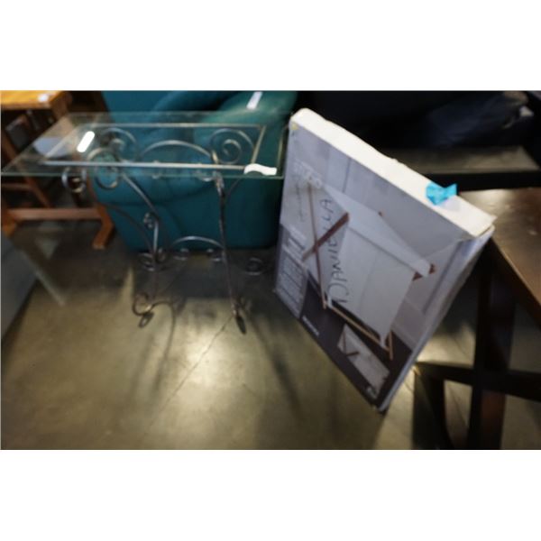 LAUNDRY HAMPER SORTER AND METAL GLASSTOP STAND