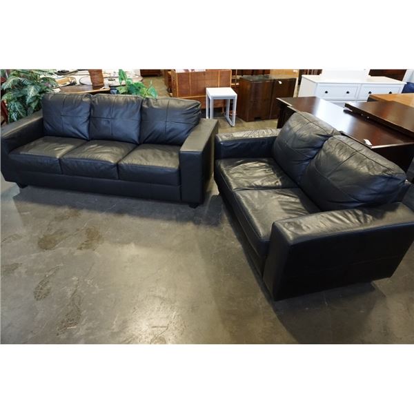 BLACK LEATHER SOFA AND LOVESEAT