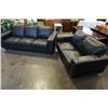 Image 1 : BLACK LEATHER SOFA AND LOVESEAT