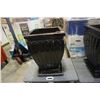 Image 1 : BLACK CERAMIC PLANTER - 29 INCHES TALL, 17-1/2 X 171/2 INCHES