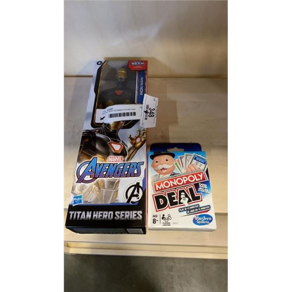 BRAND NEW IRONMAN FIGURE AND MONOPOLY DEAL GAME