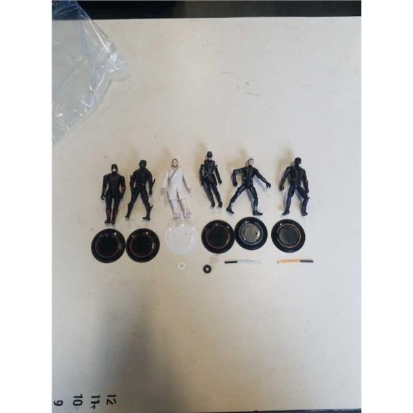 6 TRON FIGURES W/ STANDS AND WEAPONS