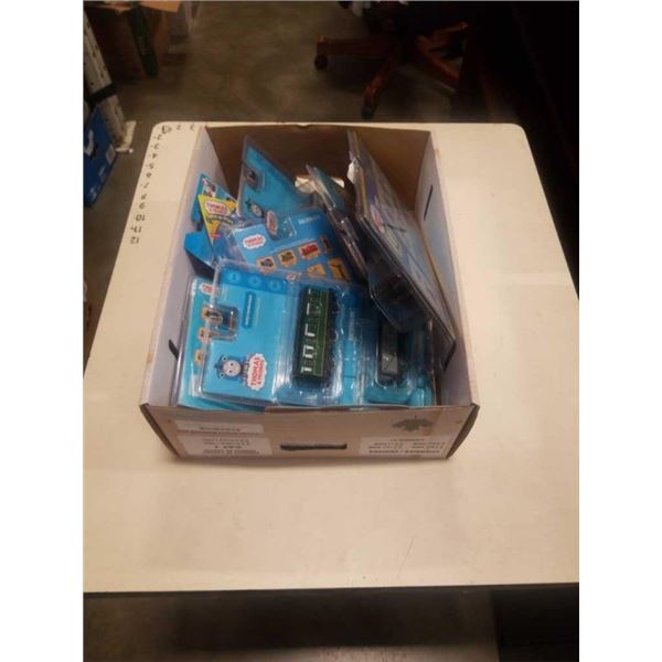 BOX OF NEW THOMAS THE TRAIN, CARS, ENGINE AND COLLECTIBLES