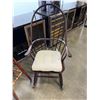 Image 2 : WINDSOR STYLE MAHOGANY ROCKING CHAIR AND TWO BAR STOOLS