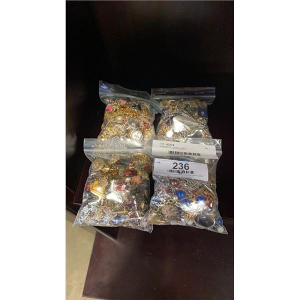 4 BAGS OF JEWELLERY
