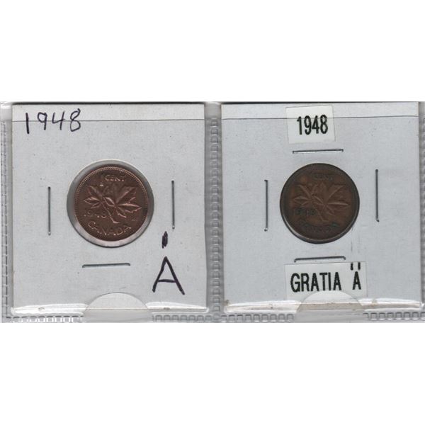1948 Canadian One Cent - Two Varieties