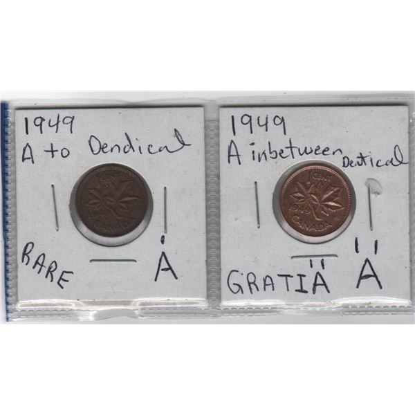 1949 Canadian One Cent - Two Varieties