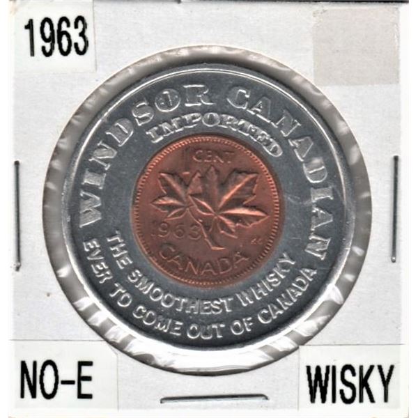 1963 Canadian One Cent - NO E/WISKY/Windsor Canadian Rye