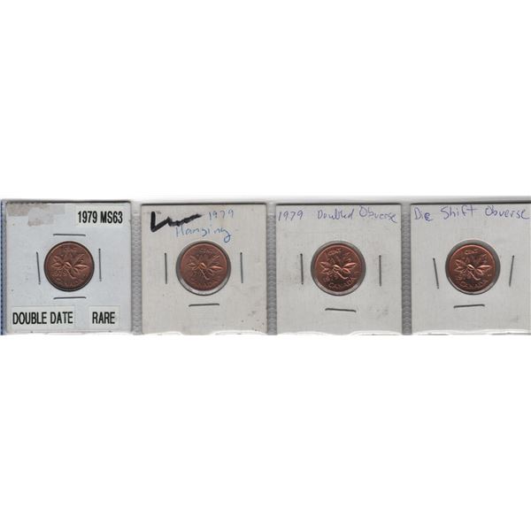 1979 Canadian One Cent - FOUR Varieties