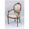 Image 2 : A PAIR OF FINELY CARVED WALNUT UPHOLSTERED MEDALLION BACK LOUIS XV-STYLE FAUTEUIL