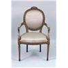Image 5 : A PAIR OF FINELY CARVED WALNUT UPHOLSTERED MEDALLION BACK LOUIS XV-STYLE FAUTEUIL