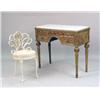Image 1 : A VENETIAN-STYLE GILT CARVED WOOD MARBLE TOP DRESSING TABLE AND CHAIR