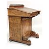 Image 2 : AN ENGLISH VICTORIAN BURLWOOD AND WALNUT FIGURAL GRAINED, PAINTED AND DECORATED DAVENPORT DESK