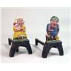 Image 1 : A PAIR OF PAINTED METAL PUNCH AND JUDY ANDIRONS
