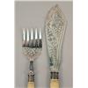 Image 5 : A BOXED STERLING SILVER AND IVORY FISH FORK AND SERVER