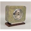 Image 1 : AN ENGLISH ART DECO SHAGREEN AND ZEBRAWOOD MANTLE CLOCK