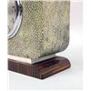 Image 4 : AN ENGLISH ART DECO SHAGREEN AND ZEBRAWOOD MANTLE CLOCK
