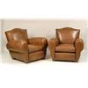 Image 1 : A PAIR OF LEATHER CLUB CHAIRS