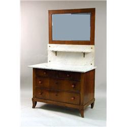A LARGE OAK AND MARBLE VANITY DRESSER