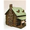 Image 3 : A PAINTED AND STAINED WOOD LOG CABIN BIRDHOUSE