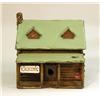Image 4 : A PAINTED AND STAINED WOOD LOG CABIN BIRDHOUSE