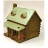 Image 5 : A PAINTED AND STAINED WOOD LOG CABIN BIRDHOUSE