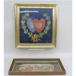 A FRAMED PAINTED SILK BANNER