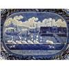 Image 2 : A HISTORICAL FLOW-BLUE CLEWS STAFFORDSHIRE PLATTER, "LANDING OF LAFAYETTE"