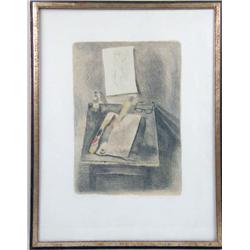 A FRAMED RAPHAEL SOYER COLOR LITHOGRAPH