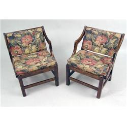TWO DIMINUTIVE MAHOGANY CHILD`S ARMCHAIRS