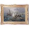 Image 1 : A FRAMED OIL ON CANVAS OF FISHERMEN WITH THEIR CATCH