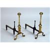 Image 1 : A PAIR OF AMERICAN-STYLE BRASS BALL-TOP ANDIRONS