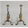 Image 2 : A PAIR OF AMERICAN-STYLE BRASS BALL-TOP ANDIRONS
