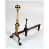 Image 4 : A PAIR OF AMERICAN-STYLE BRASS BALL-TOP ANDIRONS