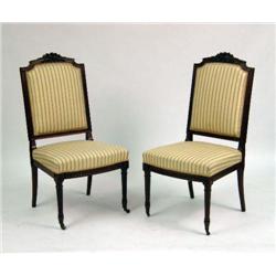 A PAIR OF RENAISSANCE REVIVAL LOUIS XVI SIDE CHAIRS