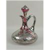 Image 11 : TWO CRANBERRY GLASS STERLING SILVER OVERLAY DECANTERS